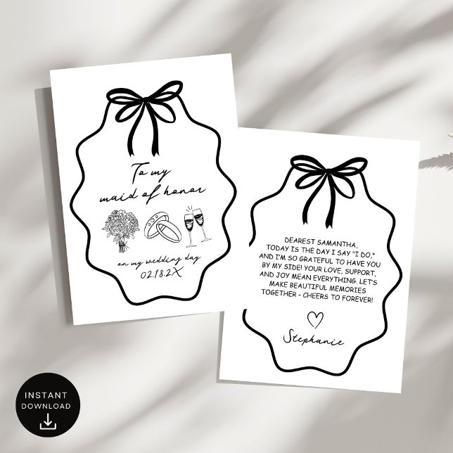 Hand Drawn To My Maid of Honor On My Wedding Day Invitation (Creator Uploaded)