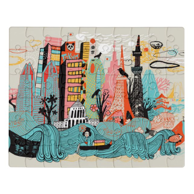 Hand Drawn Tokyo Japan Jigsaw Puzzle (Puzzle Horizontal)