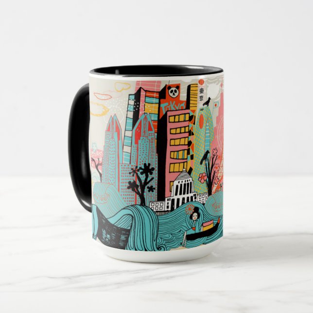 Hand Drawn Tokyo Japan Mug (Front Left)