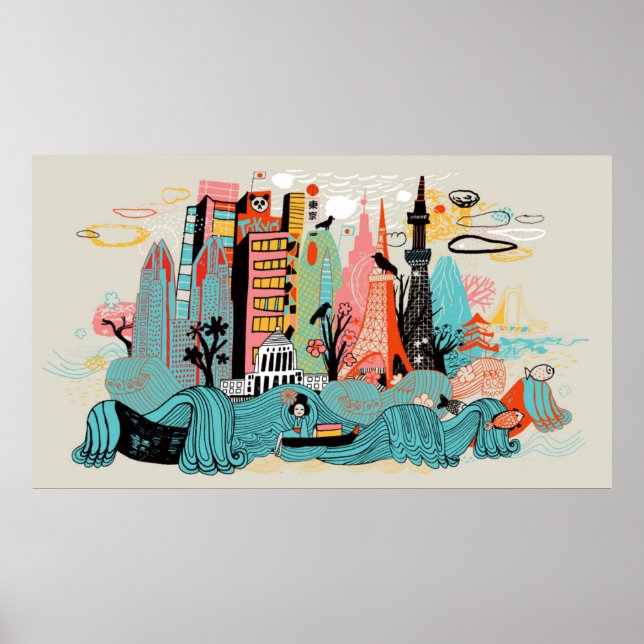 Hand Drawn Tokyo Japan Poster (Front)