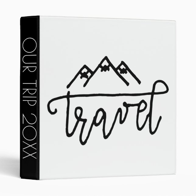 Hand Drawn Travel Text 3 Ring Binder (Front/Spine)