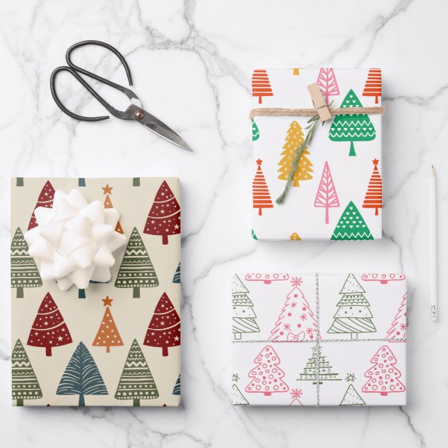 Hand Drawn Trees Wrapping Paper Sheets (Front)