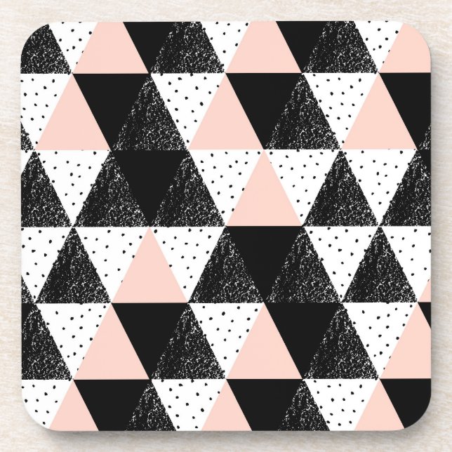 Hand Drawn Triangle Geometric Pattern Beverage Coaster (Front)