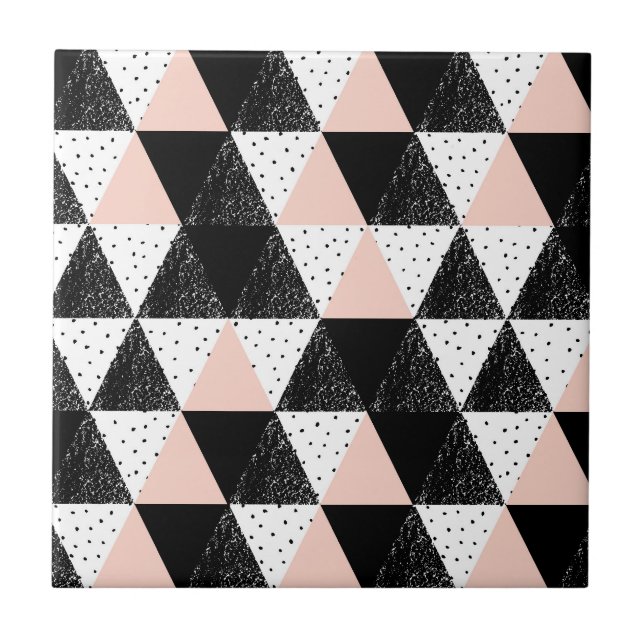 Hand Drawn Triangle Geometric Pattern Ceramic Tile (Front)