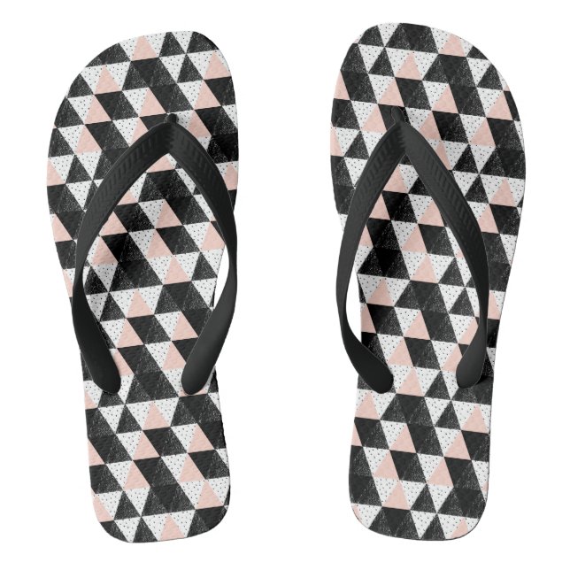 Hand Drawn Triangle Geometric Pattern Flip Flops (Footbed)