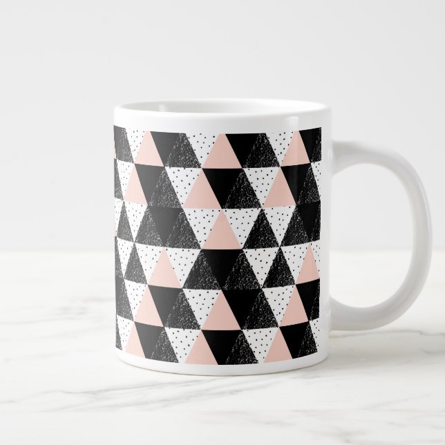 Hand Drawn Triangle Geometric Pattern Giant Coffee Mug (Right)