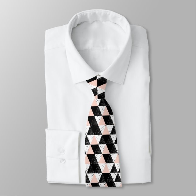 Hand Drawn Triangle Geometric Pattern Neck Tie (Tied)