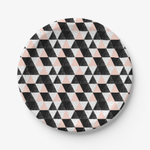 Hand Drawn Triangle Geometric Pattern Paper Plates