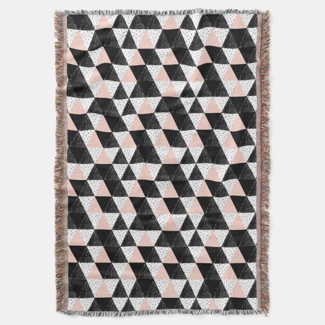 Hand Drawn Triangle Geometric Pattern Throw Blanket (Front Vertical)
