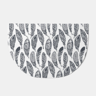 Hand-drawn tribal feathers, vintage pattern. doormat