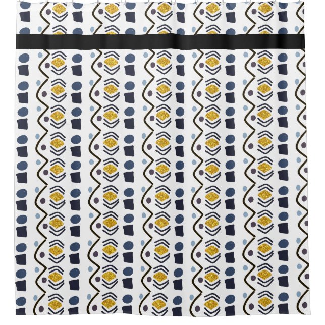 Hand Drawn Tribal Geometric Modern Pattern Shower Curtain (Front)