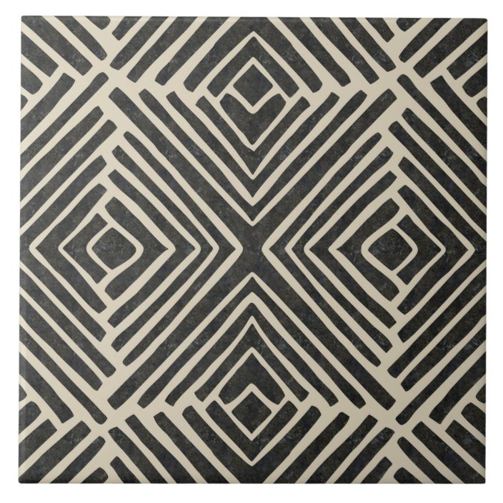 Hand drawn tribal pattern ceramic tile | Zazzle.com