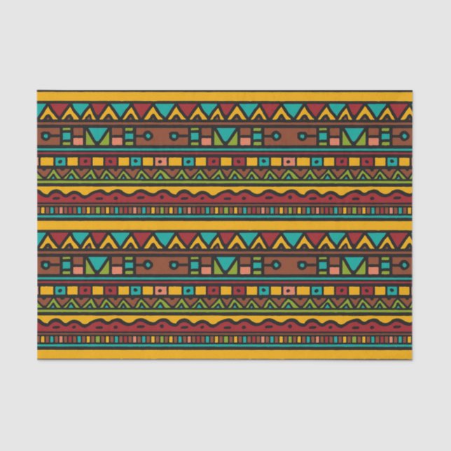 Hand Drawn Tribal Pattern Earth Tones Tissue Paper (Front)