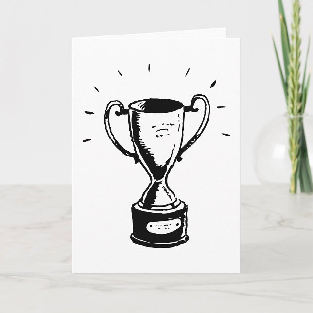 Hand Drawn Trophy Retro Black and White Award Card (Creator Uploaded)