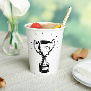 Hand Drawn Trophy Retro Black and White Award Paper Cups