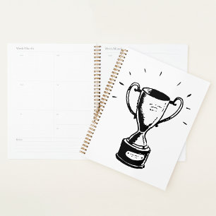 Hand Drawn Trophy Retro Black and White Award Planner