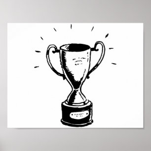 Hand Drawn Trophy Retro Black and White Award Poster