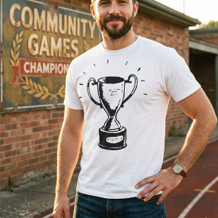Hand Drawn Trophy Retro Black and White Award T-Shirt