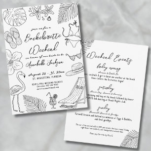 Hand Drawn Tropical Beach Bachelorette Party Invitation