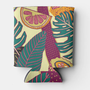 Hand Drawn Tropical Bright Pattern Can Cooler