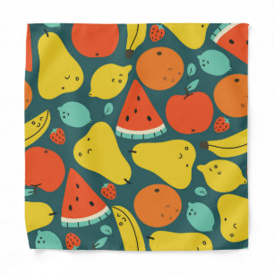 Hand Drawn Tropical Fruit Pattern Bandana