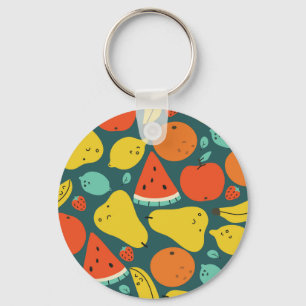 Hand Drawn Tropical Fruit Pattern Keychain