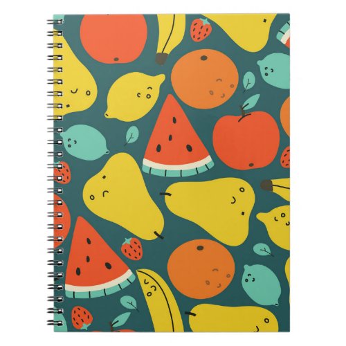 Hand Drawn Tropical Fruit Pattern Notebook