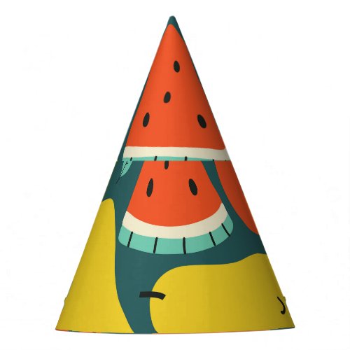 Hand Drawn Tropical Fruit Pattern Party Hat