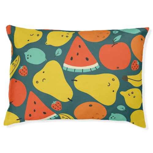 Hand Drawn Tropical Fruit Pattern Pet Bed