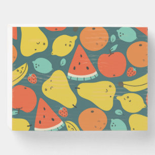 Hand Drawn Tropical Fruit Pattern Wooden Box Sign