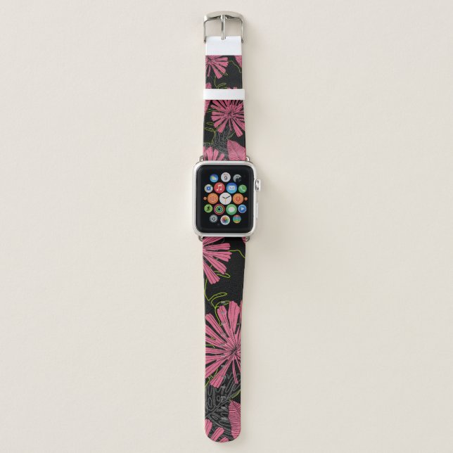 Hand drawn tropical leaves. Exotic plant. Tropical Apple Watch Band (Front)