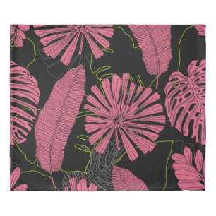 Hand drawn tropical leaves. Exotic plant. Tropical Duvet Cover