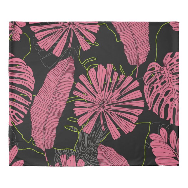 Hand drawn tropical leaves. Exotic plant. Tropical Duvet Cover (Front)