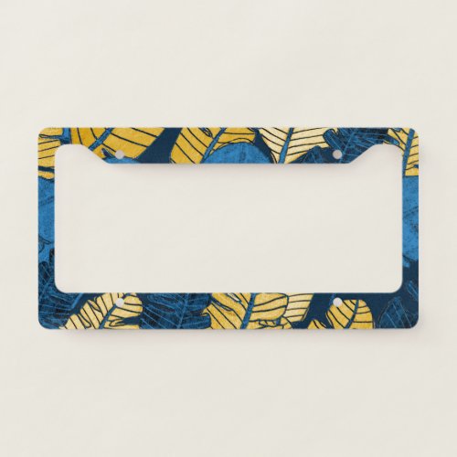 Hand Drawn Tropical Leaves Seamless License Plate Frame