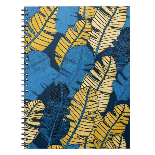 Hand Drawn Tropical Leaves Seamless Notebook