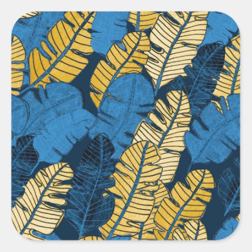 Hand Drawn Tropical Leaves Seamless Square Sticker