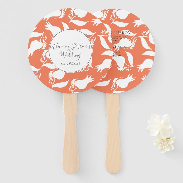 Hand Drawn Tulip Botanical Shadows Wedding Hand Fan (Front and Back)