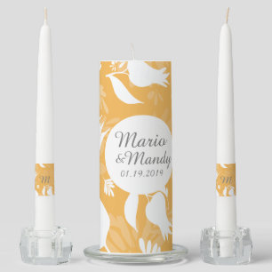 Hand Drawn Tulip Botanical Shadows Wedding Unity Candle Set