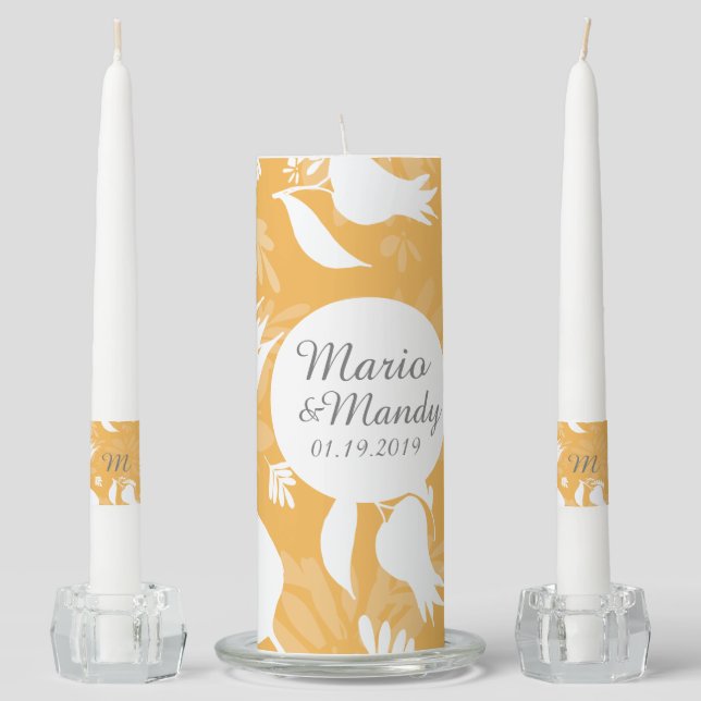 Hand Drawn Tulip Botanical Shadows Wedding Unity Candle Set (Front)