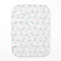 Hand Drawn Tulip Flower Pattern Baby Burp Cloth Hand Drawn Tulip Flower Pattern Baby Burp Cloth