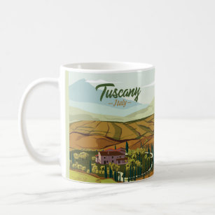 Hand Drawn Tuscany Italy Landscape Scenery Sketch Coffee Mug