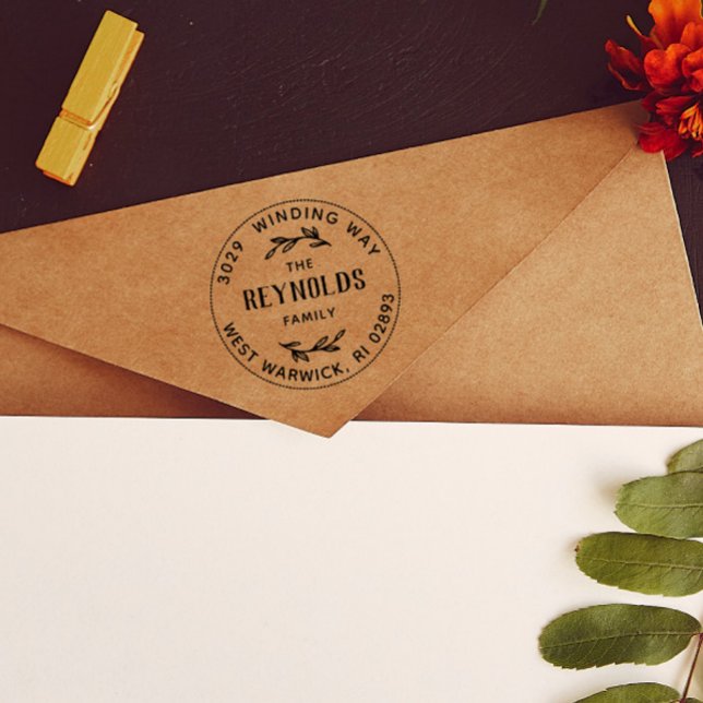 Hand Drawn Twigs Vintage Name Address Rubber Stamp (Creator Uploaded)