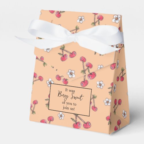 Hand Drawn Twin Baby Shower Cherry Berry Sweet Favor Boxes