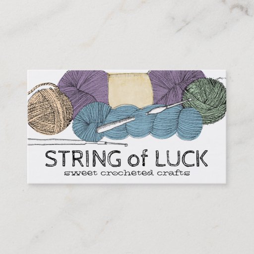 Customizable Hand drawn twisted yarn hank skein crochet hooks business card