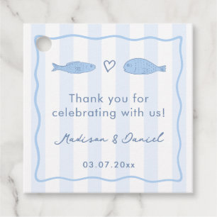 Hand-drawn Two Less Fish Sea Couples Bridal Shower Favor Tags