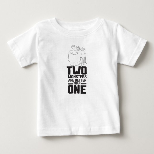 Hand Drawn Two Monster Art Monster Halloween Art  Baby T-Shirt (Front)