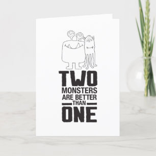 Hand Drawn Two Monster Art Monster Halloween Art Letterpress Thank You Card
