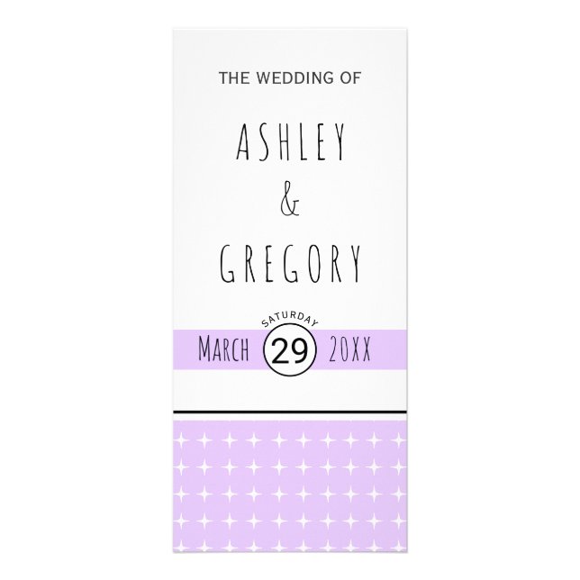 Hand drawn typography lavender wedding program (Front)