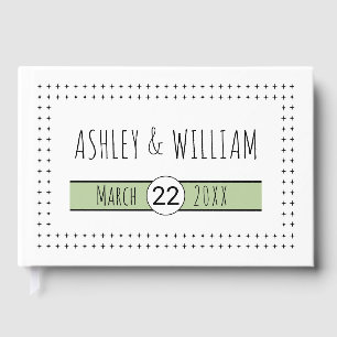 Hand drawn typography sage green geometric wedding guest book