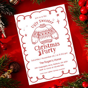 Hand Drawn Ugly Sweater Christmas Party  Invitation